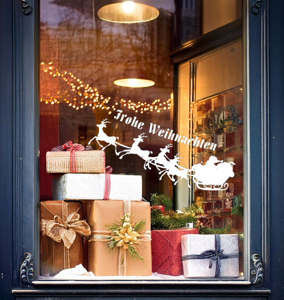 Preview: Weihnachtsmotiv Schlittengespann mit Text W01